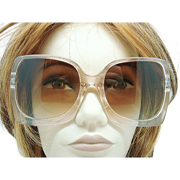 Womens Oversized Square Shape Fashion Sunglasses Peach Frame and Lens Cloth Case - Picture 5 of 9